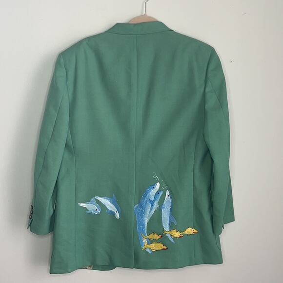 Vintage art to wear hand painted beach seashell seaside blazer - Picture 8 of 8